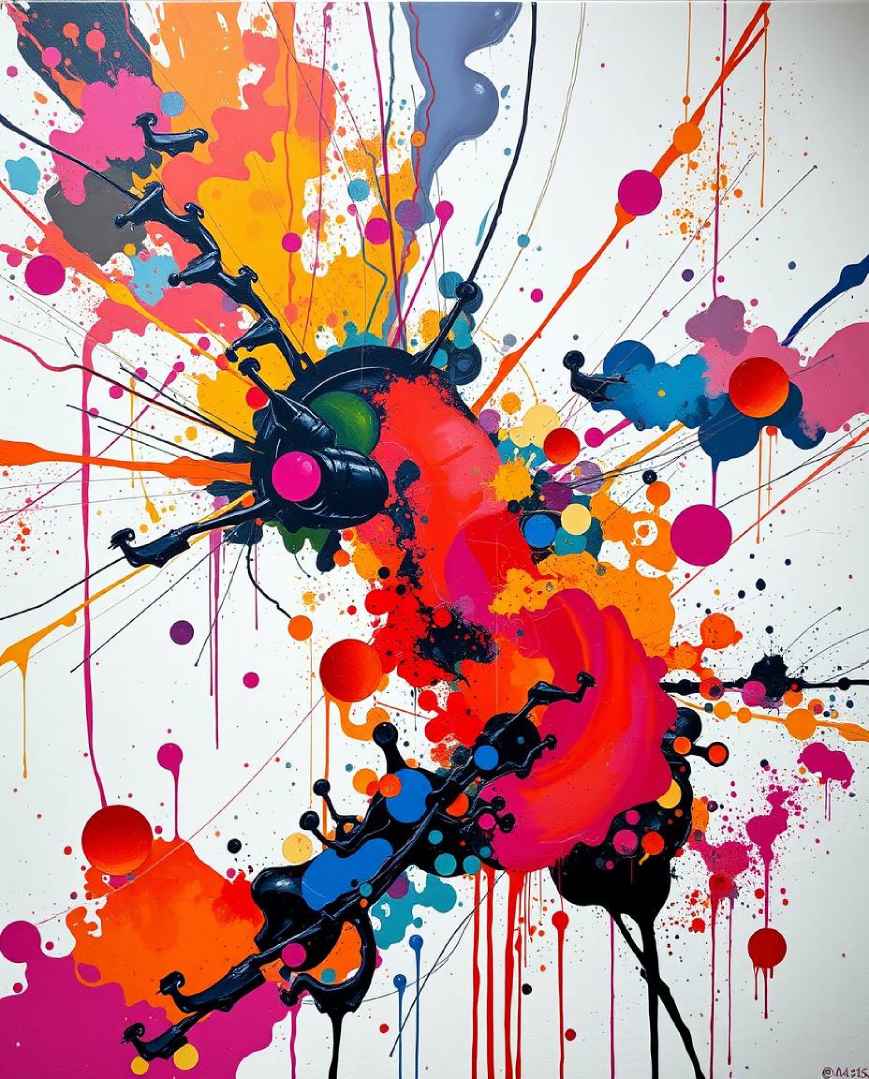 This collection showcases a series of striking abstract paintings featuring a blend of futuristic and sci-fi elements. Expect