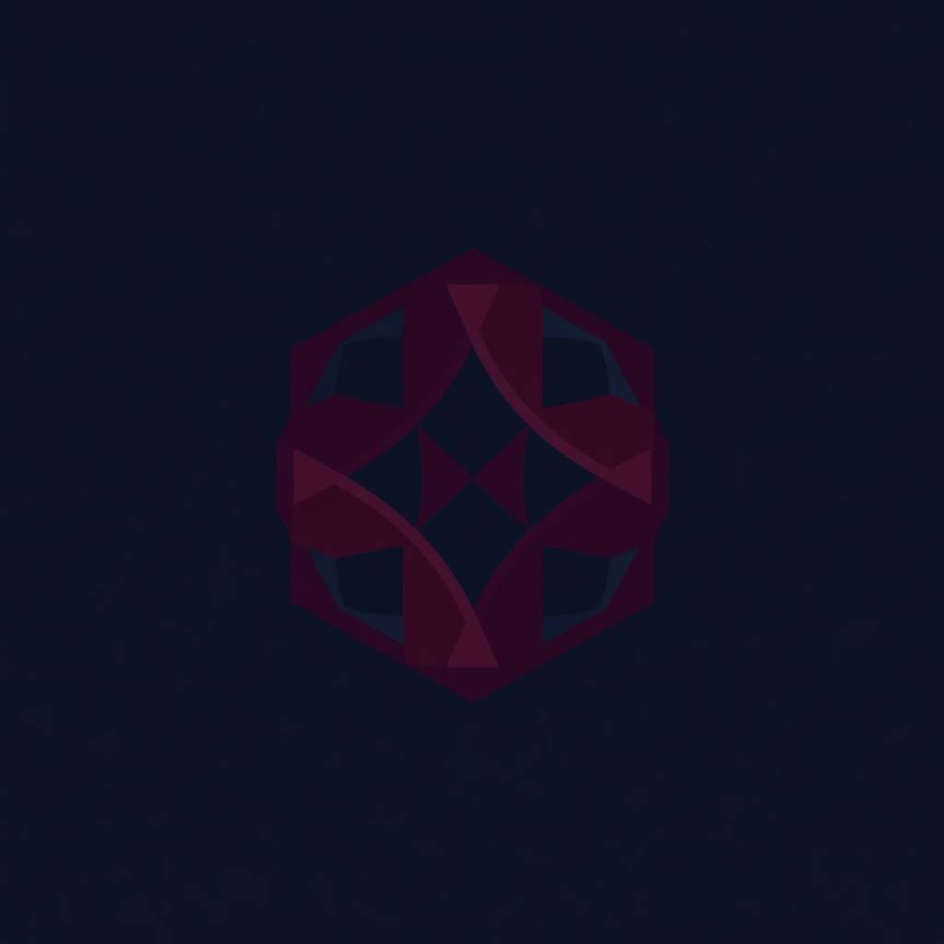 This logo design features a rich burgundy and deep blue color palette in a geometric pattern. Inspired by clean lines and bal