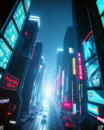 A captivating cinematic image depicts a futuristic city engulfed in a glitch effect.  Intense dramatic lighting, flickering l