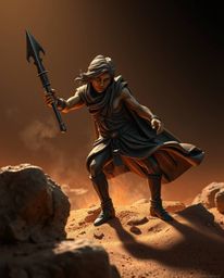 A brave Disney-style hero embarks on a thrilling desert adventure, captured in a stunning bronze sculpture.  The artwork feat