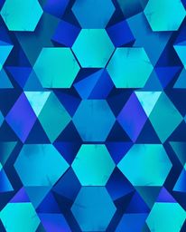 A captivating abstract acrylic painting showcases a bold, seamless geometric pattern of hexagons and triangles in vibrant neo