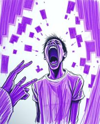 This collection features a series of hand-drawn sketches rendered in deep ultraviolet hues with high contrast. Each image dep
