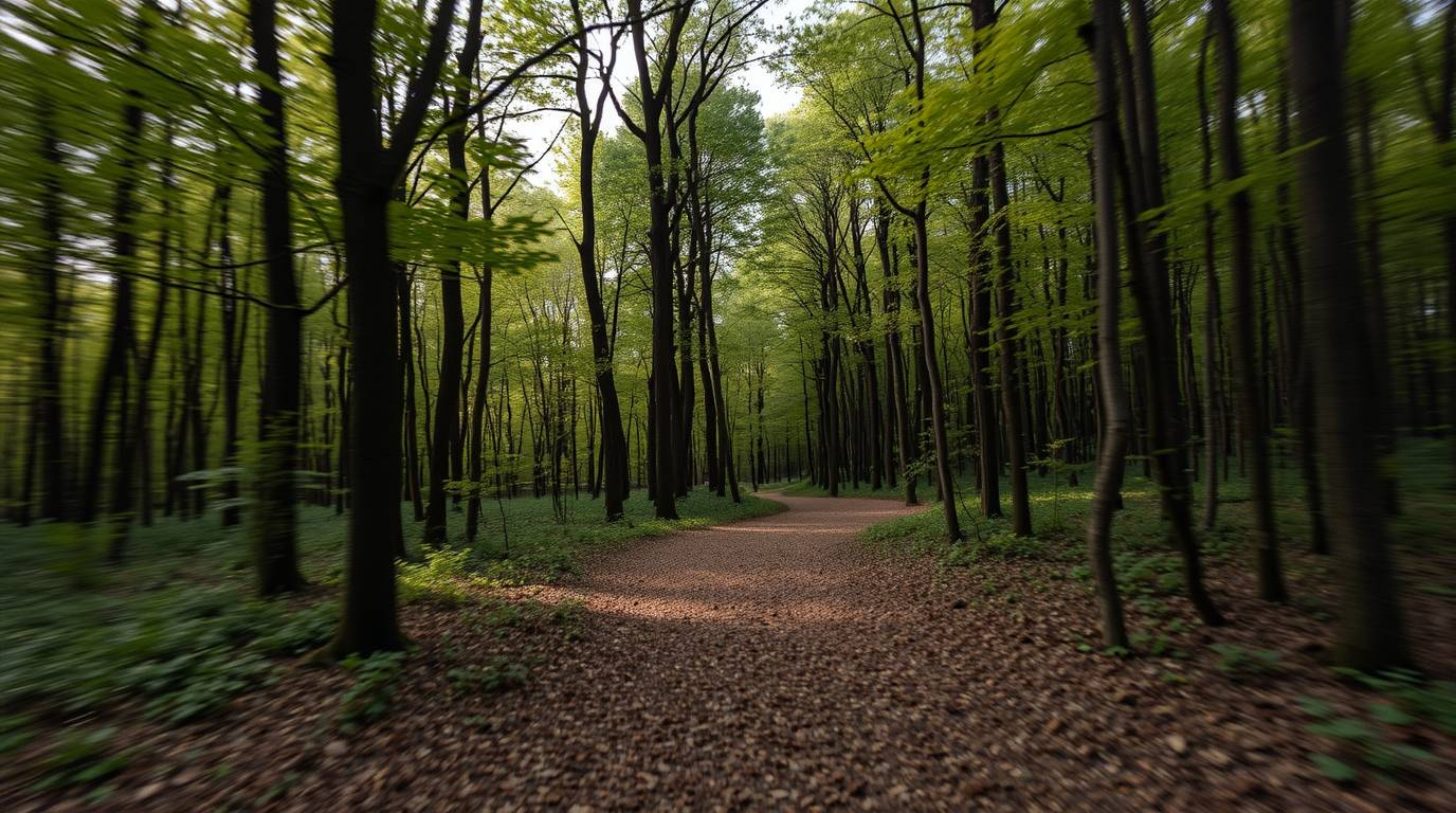 Download this stunning high-resolution stock photo depicting a thrilling chase through a mesmerizing looping forest backgroun