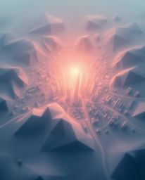 Experience the ethereal beauty of an abstract city map rendered with smooth gradient transitions and geometric shapes. This t