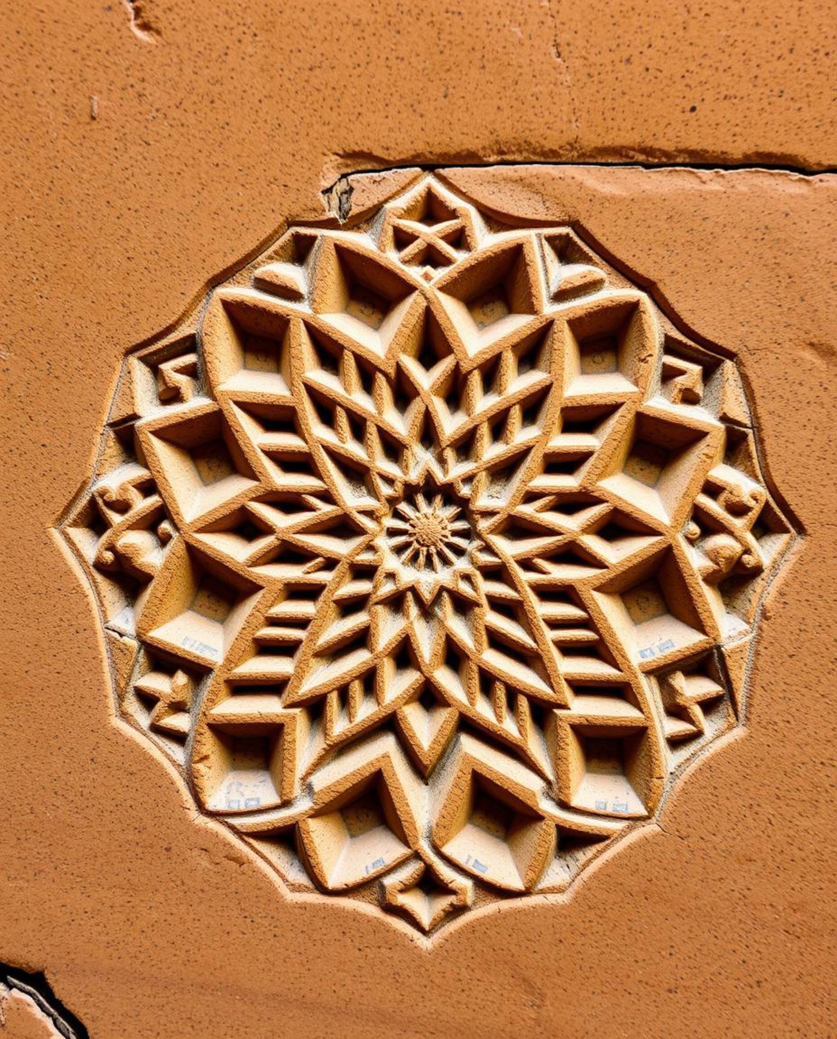 Discover a captivating image showcasing the beauty of Islamic geometric patterns meticulously carved into stone. This vibrant