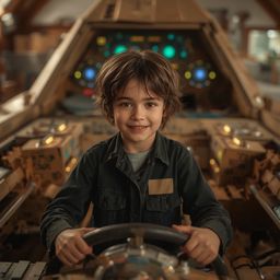 A captivating high-fashion photoshoot in a vibrant Pixar style portrays a young boy, brimming with joy and determination, as 