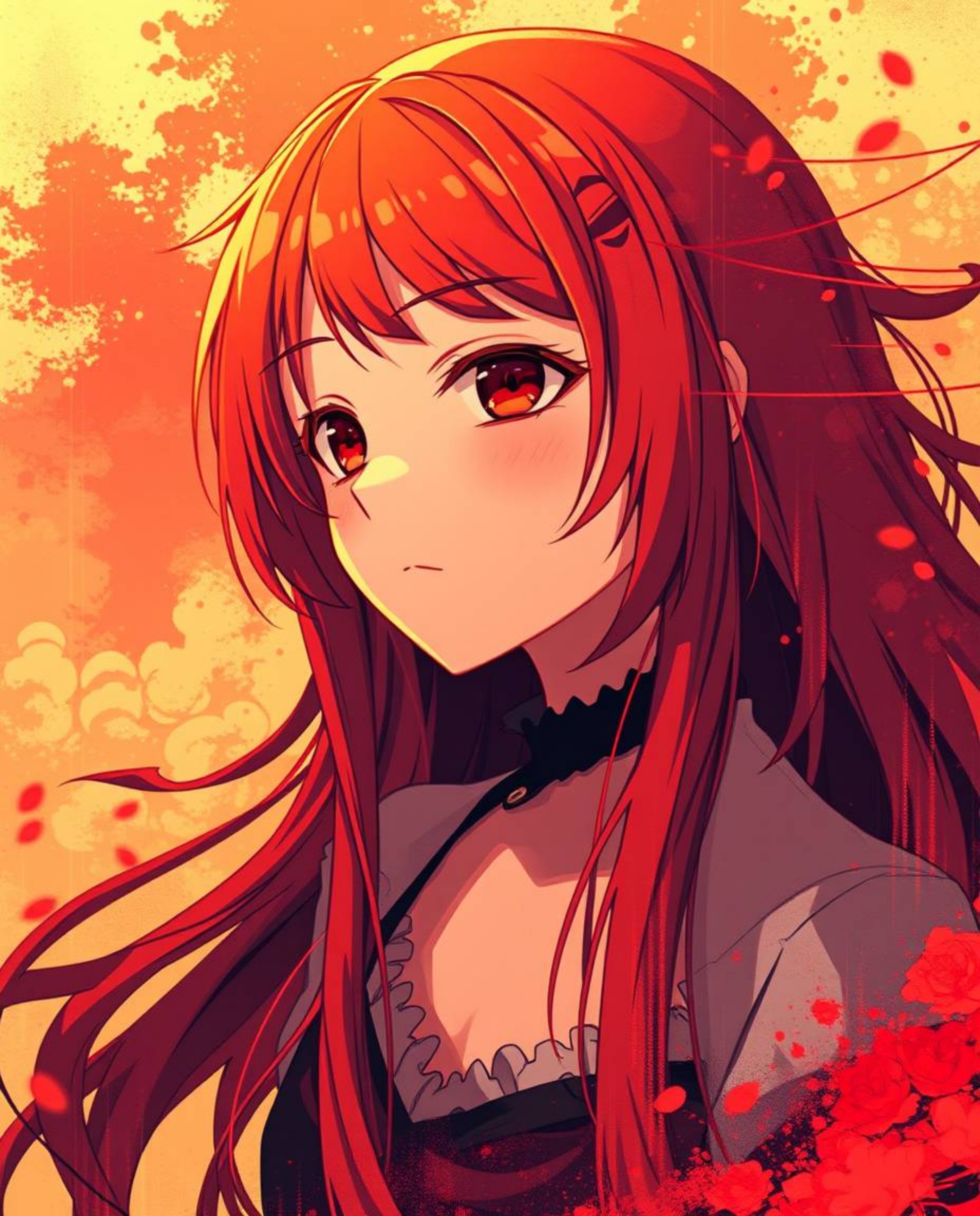 Discover stunning isekai anime-style portraits rendered in vibrant digital glitch art.  These unique pieces feature warm colo
