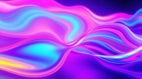 Explore a stunning piece of digital art showcasing neon gradient textures cascading across a liquid surface, creating a dynam