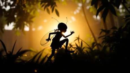 Experience a captivating visual journey with a bug-sized hero dynamically exploring a vibrant backyard jungle.  The energetic