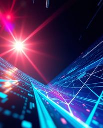 Explore a mesmerizing low-angle perspective of a futuristic digital interface. Showcasing intricate geometric patterns, a cap