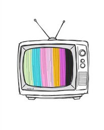 This hand-drawn, color sketchnote style illustration captures the nostalgic charm of a retro-styled TV screen displaying capt