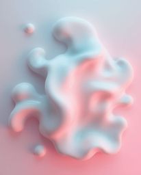 Explore mesmerizing overhead bird's-eye views of abstract 3D liquid forms rendered in soothing pastel colors and bathed in so