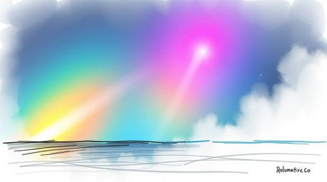 A captivating hand-drawn sketch showcases a metallic surface with an iridescent gradient texture.  Vibrant color shifts and v