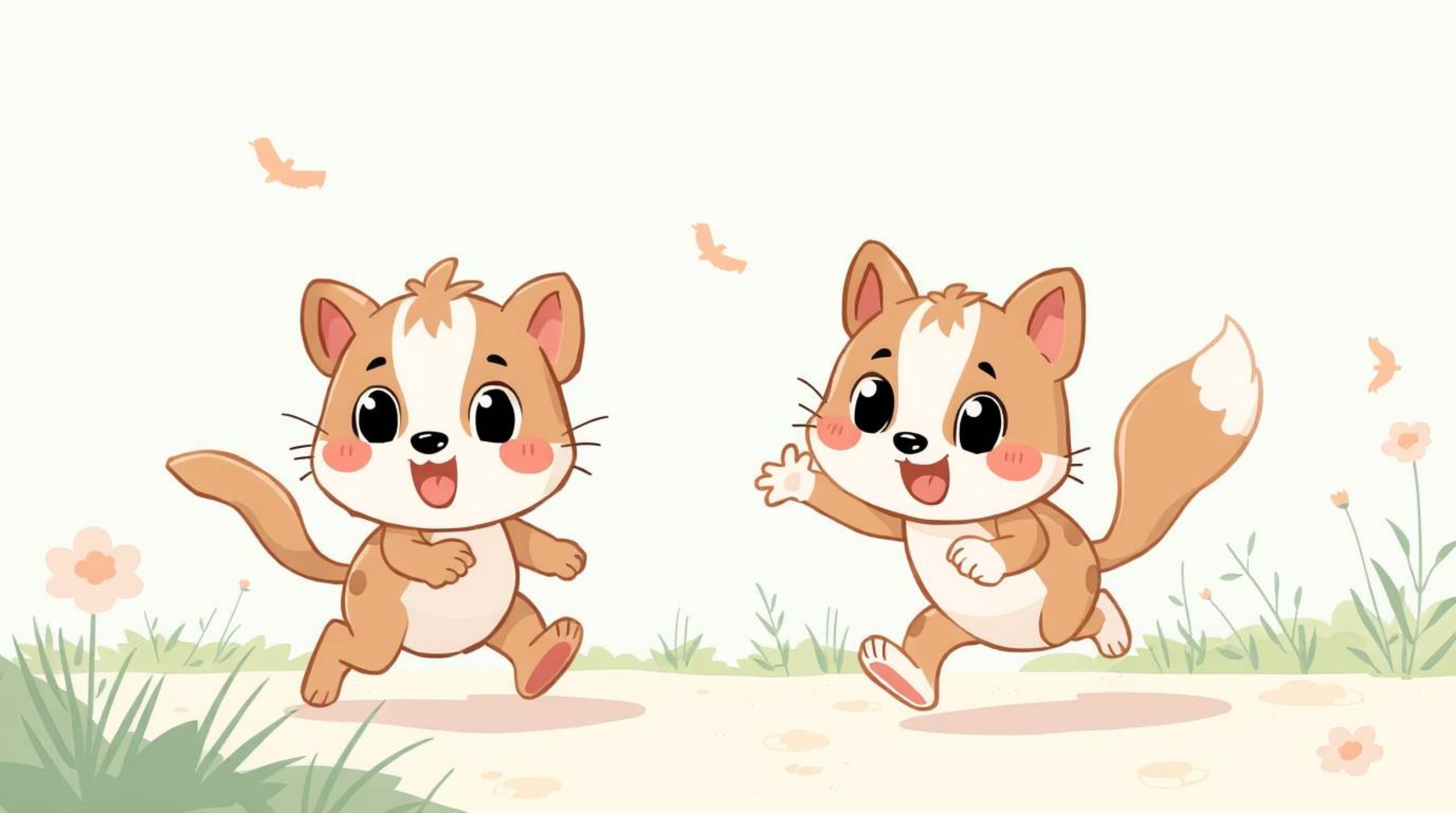 This artwork features an adorable and charming chase scene illustration, emphasizing exaggerated squash and stretch animation