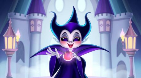 Discover an adorable, charming take on a classic Disney villain.  This image features a soft-featured villain casting a spell