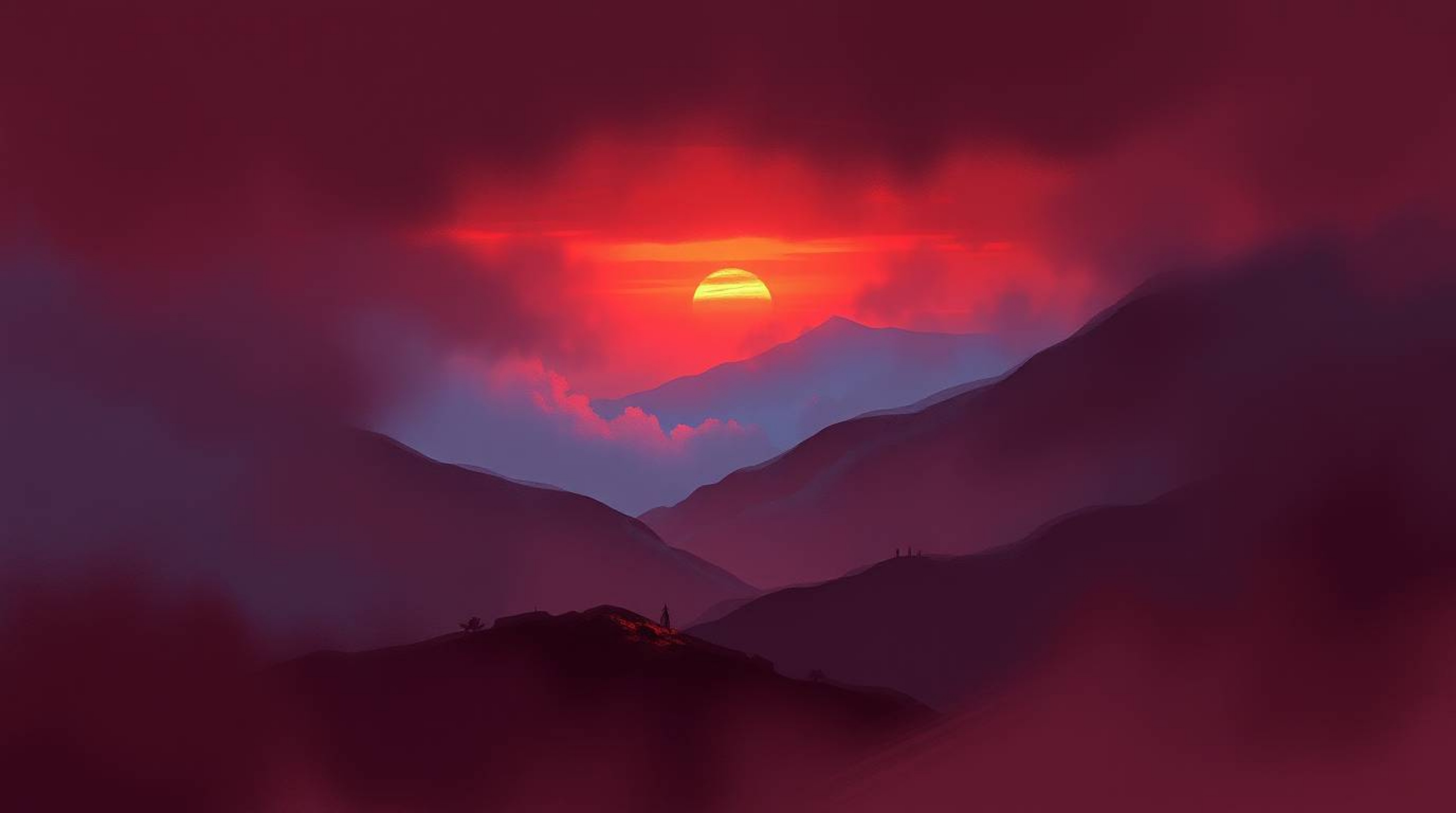 Explore a dynamic digital sketch featuring loose painterly strokes and a rich color palette of burgundy and deep blue.  The s