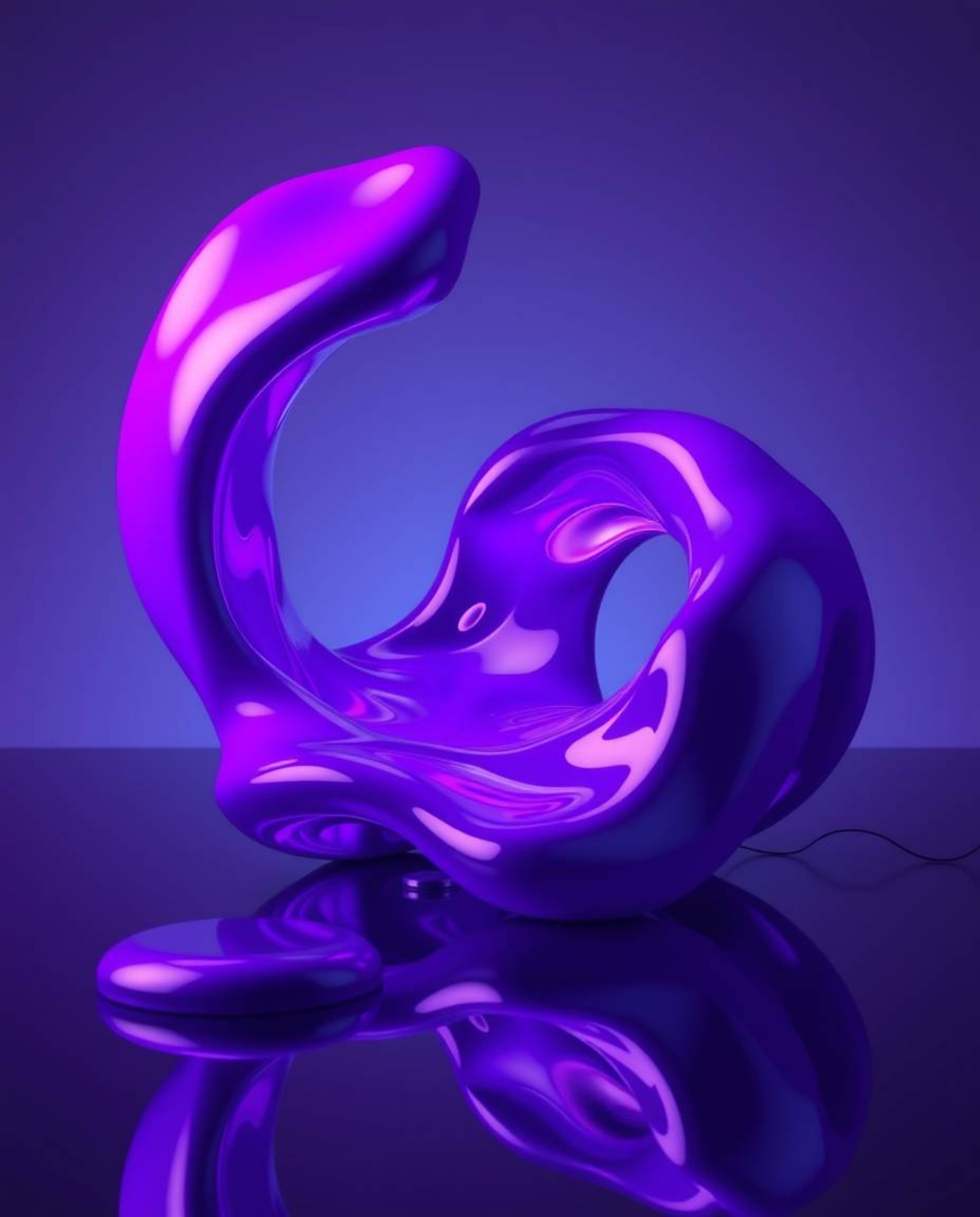 Explore captivating 3D renders featuring sculptural fluid shapes reminiscent of mercury, enhanced by reflective surfaces and 