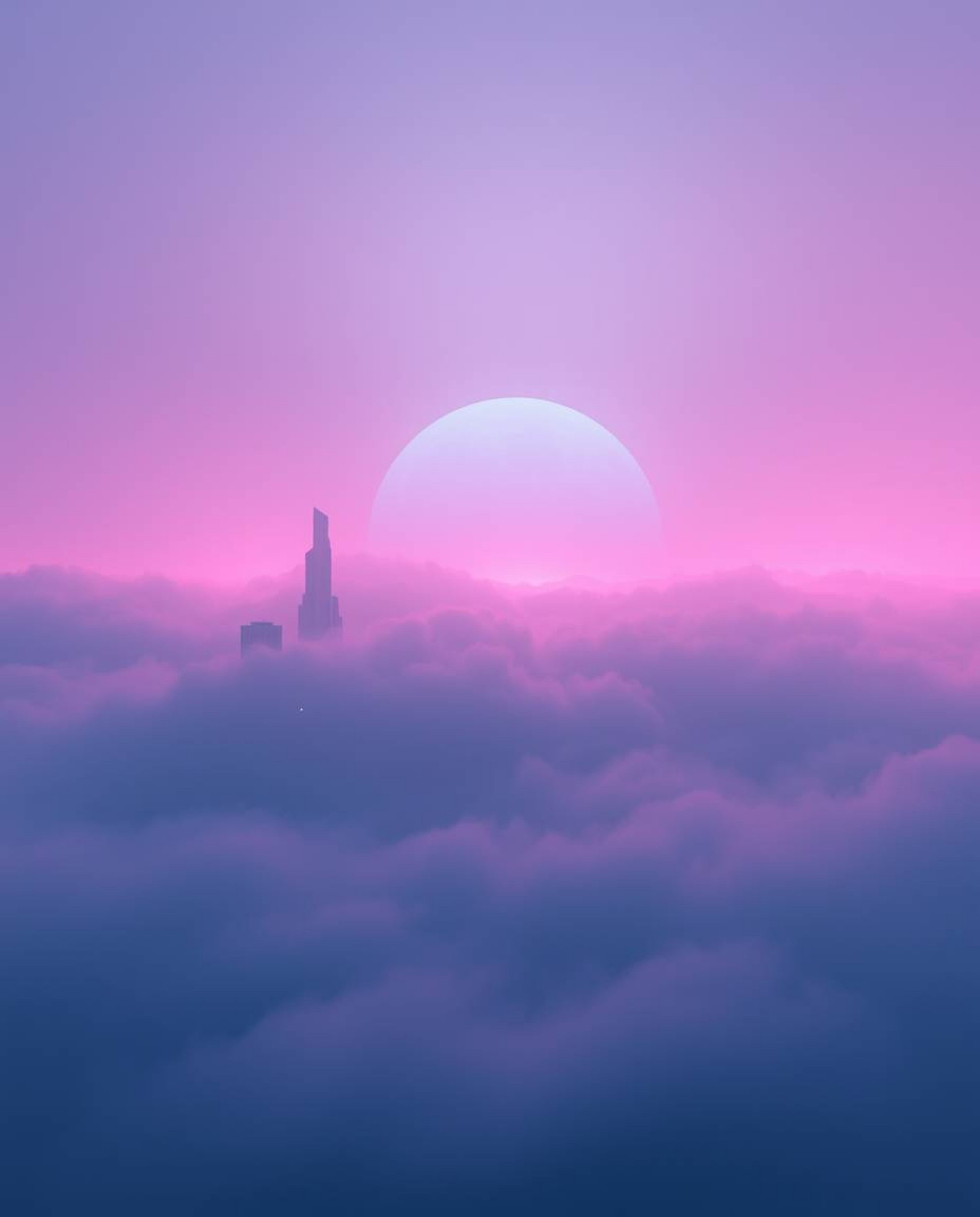 A breathtaking futuristic scene unfolds, shrouded in a thick fog and bathed in iridescent light.  Heroic elements dominate th