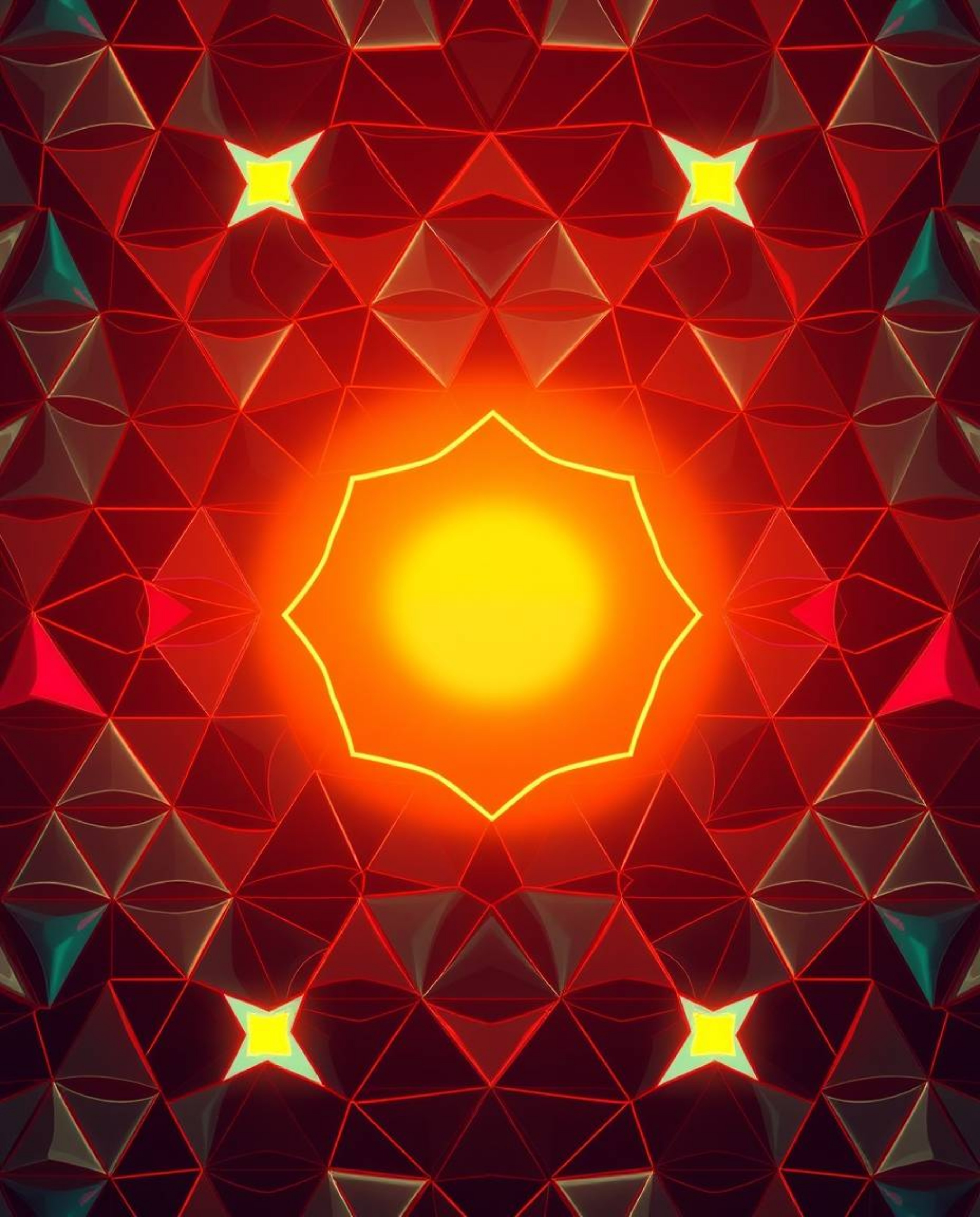 Explore a vibrant world where isekai anime aesthetics meet abstract art. This piece features a seamless geometric pattern of 