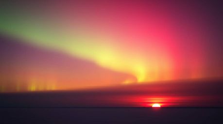Experience the breathtaking beauty of the Northern Lights depicted in a smooth gradient of glowing bioluminescent colors emer