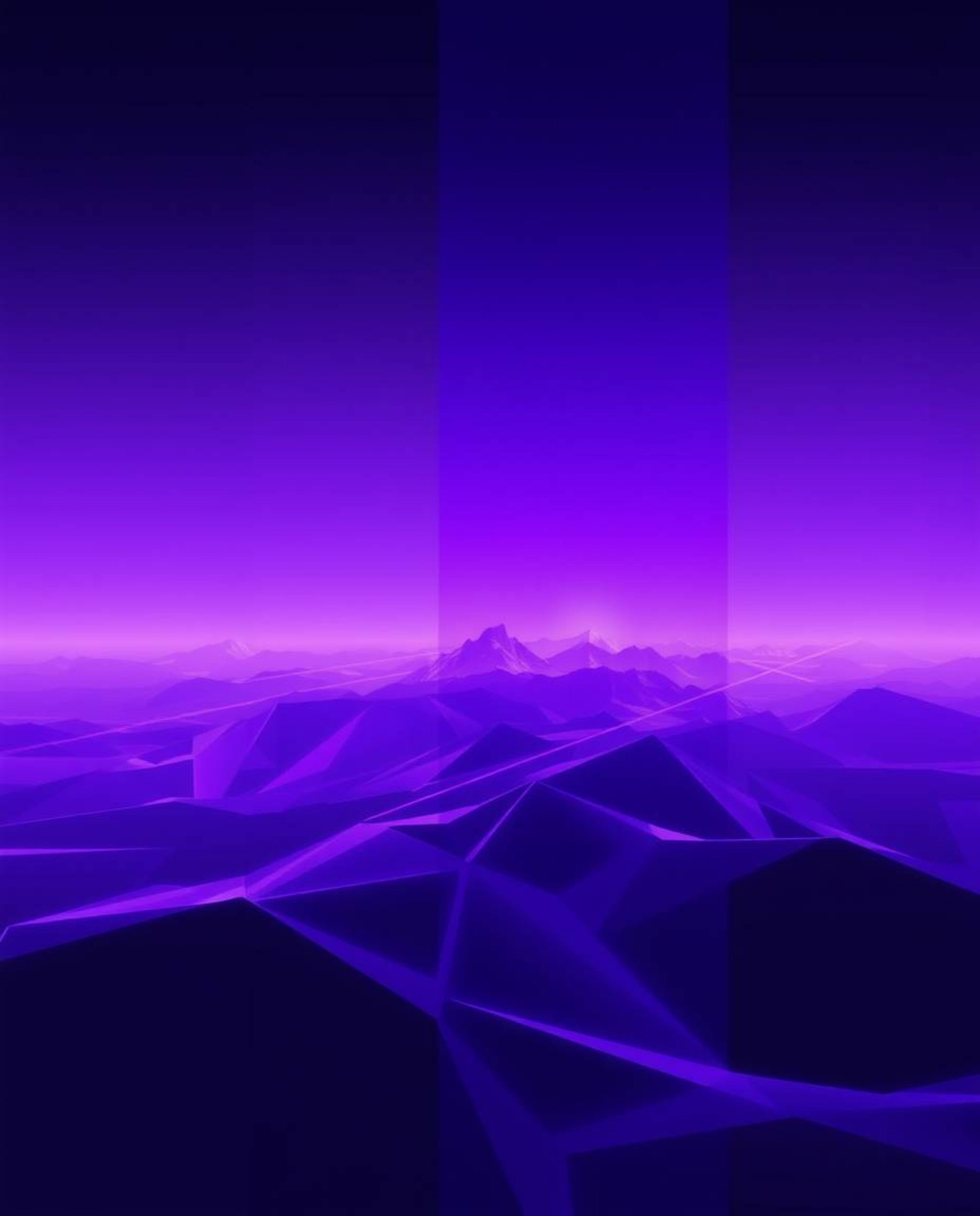 Explore a mesmerizing digital glitch landscape bathed in deep ultraviolet hues, bursting with vivid purples and high contrast