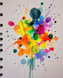 A captivating hand-drawn sketch showcases glowing bioluminescent colors blended with vibrant watercolor splashes.  The artwor
