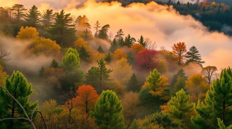 Experience the vibrant energy of a forest at golden hour, depicted with lively colors and dynamic brushstrokes. This artwork 