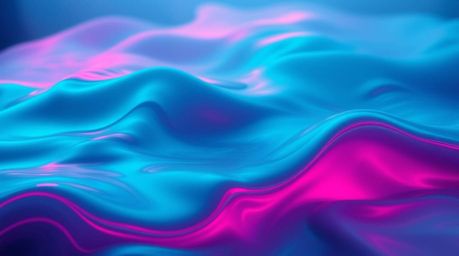 A captivating piece of digital art showcases a liquid surface infused with flowing neon gradient textures in rich, deep teal.
