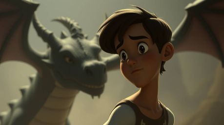 Experience a cinematic masterpiece reminiscent of 1950s animation, depicting a charming prince with soft features and a thoug