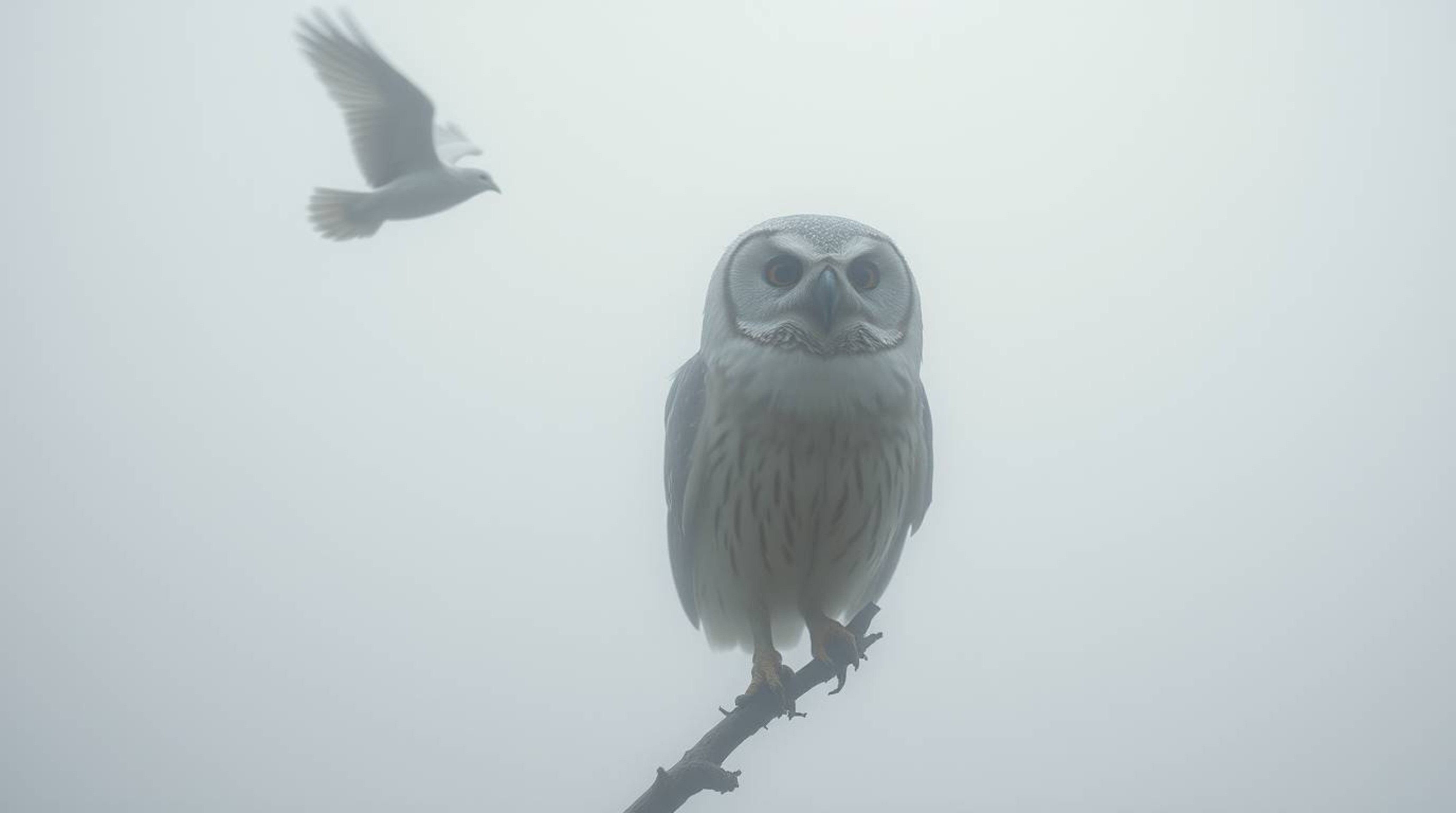 Explore the ethereal beauty of fine art photography featuring a blind owl, rendered in a Pixar style, who embodies inner visi