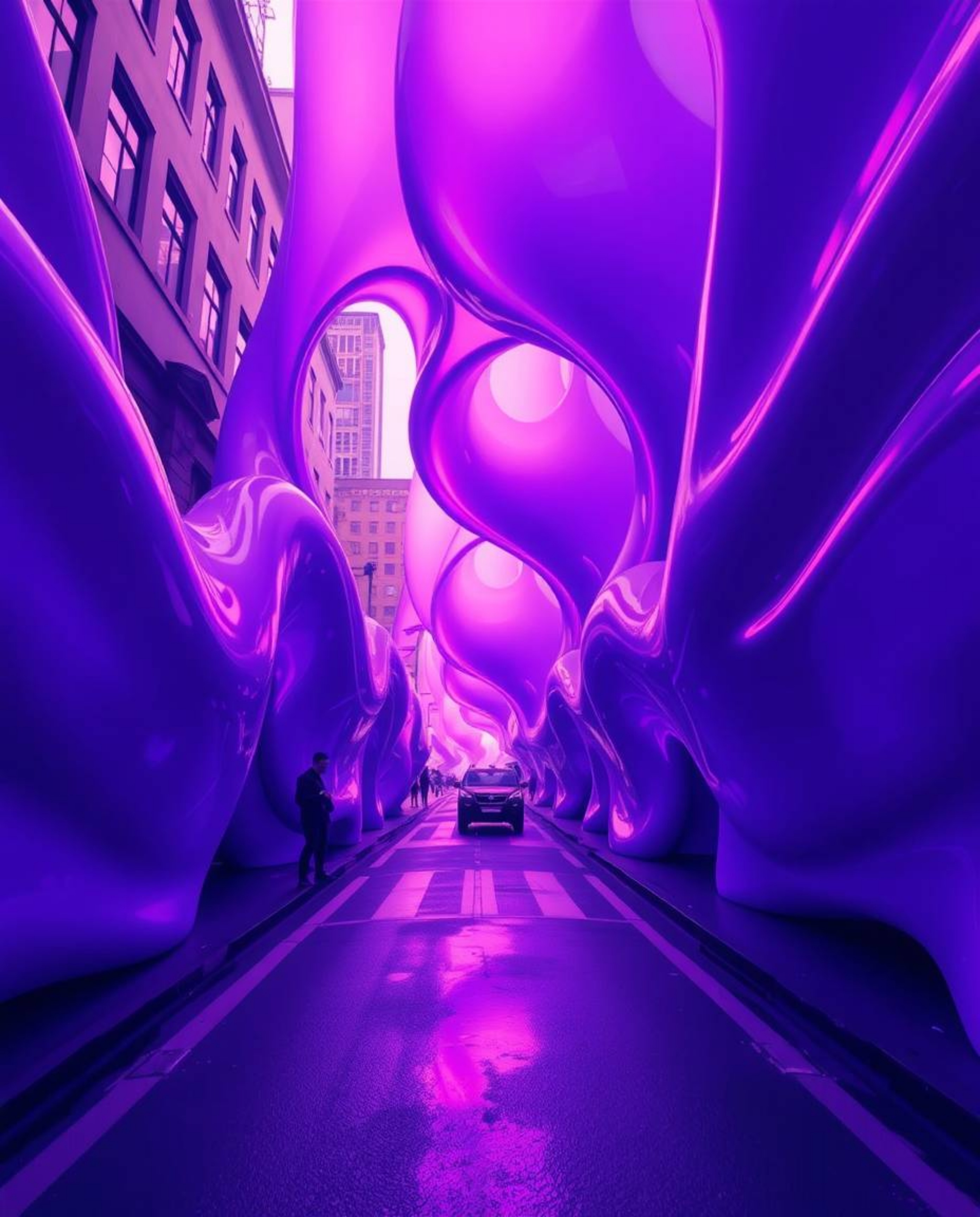 Explore the mesmerizing world of deep ultraviolet hues and candid 3D fluid shapes seamlessly morphing in an endless loop agai