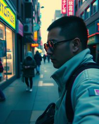 Explore the gritty beauty of a pixelated glitch image showcasing a cyberpunk street in a tight close-up, captured with a cand