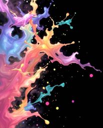 Immerse yourself in a dynamic anime-style illustration showcasing soft, dreamy, and colorful splashes dramatically contrasted