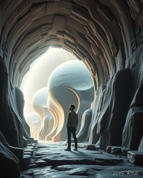 A captivating image showcasing epic lens glow lighting on a grand, modern, futuristic scene featuring massive-scale sculptura