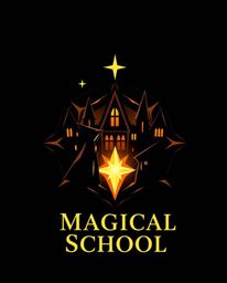 A captivating cinematic logo design for a magical school brimming with young wizards.  The logo utilizes geometric shapes, cl