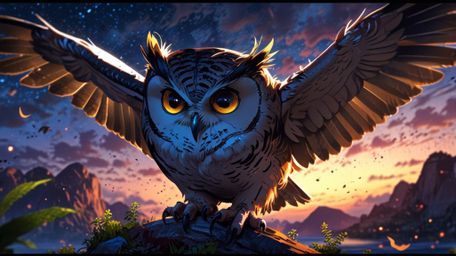 In a stunningly beautiful nighttime scene, created with the emotive depth of Pixar and the artistic grace of anime, a wise bl