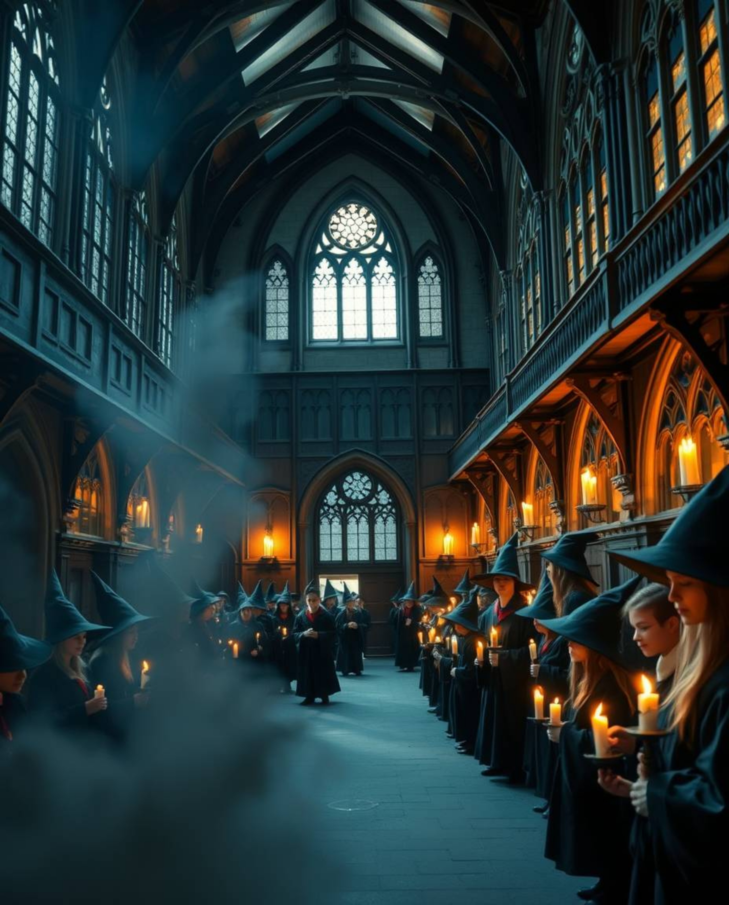 Capture the enchantment of a magical school filled with young wizards in this precise architectural color photograph.  Featur