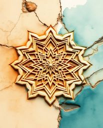 This collection features delicate watercolor paintings of Islamic geometric patterns meticulously carved into stone.  Each pi