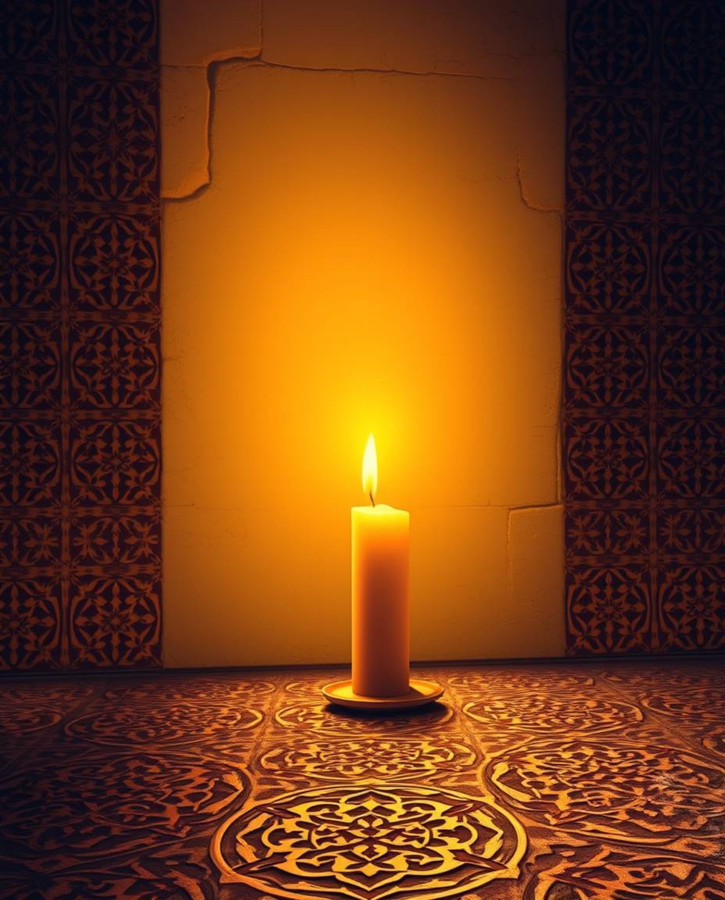 A stunning digital painting featuring warm candlelight casting a glow on smooth gradient transitions across intricately detai