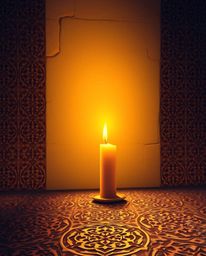 A stunning digital painting featuring warm candlelight casting a glow on smooth gradient transitions across intricately detai