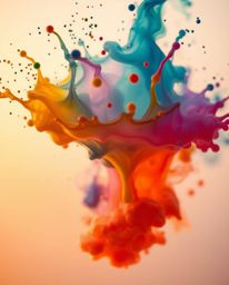 Experience the mesmerizing beauty of a colorful paint splash frozen in time, captured with high-speed photography bathed in t