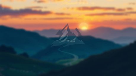 This dynamic logo design is inspired by a cozy village nestled in a valley, illuminated by a colorful sky. Featuring geometri