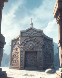 This collection features soft, dreamy, Isekai anime-style images showcasing Islamic geometric stone carvings. Each piece emph