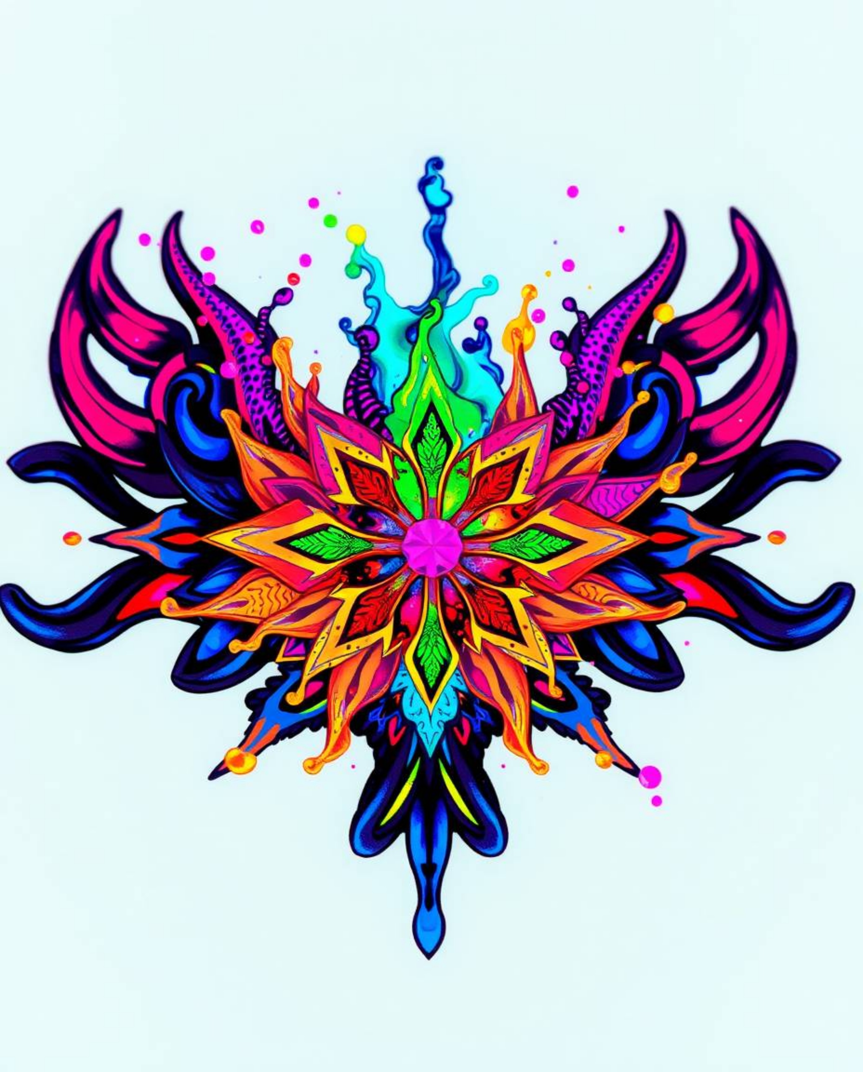This collection features stunning close-up shots showcasing glowing bioluminescent colors and intricate traditional tattoo ar