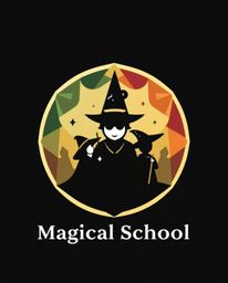 This logo design focuses on creating a visually appealing and balanced representation of a magical school for young wizards. 