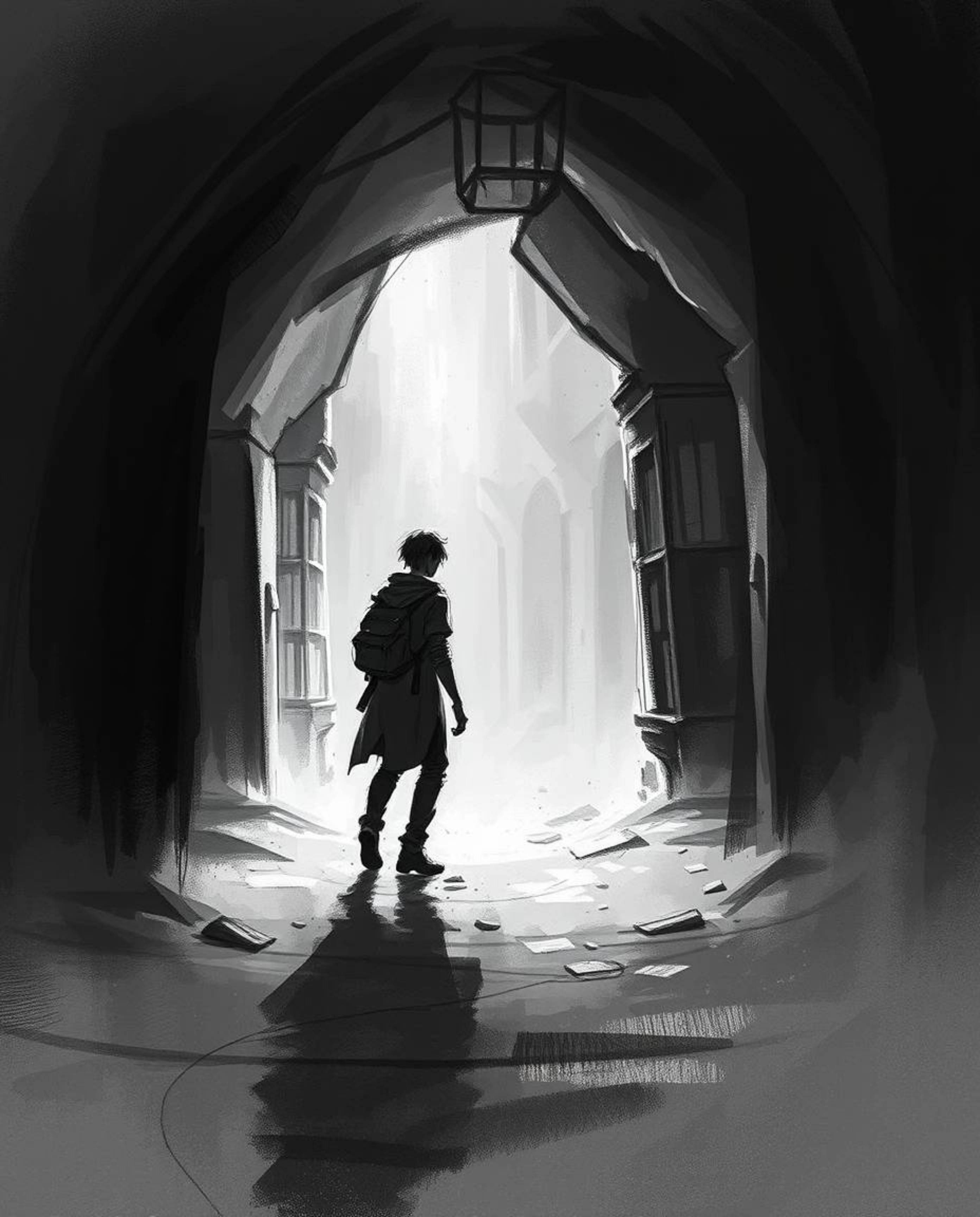Explore the allure of a hidden underground library in this dynamic digital sketch. Featuring loose painterly strokes and a cl