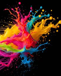 Explore the mesmerizing world of dynamic, vibrant, and complementary colors in motion against a stark black background. These