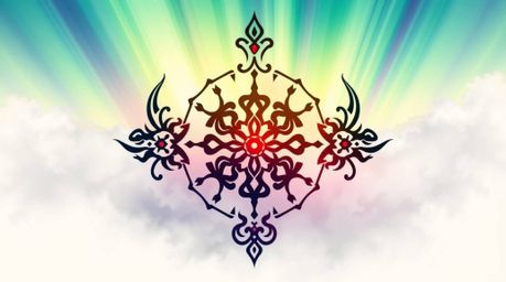 Explore a collection of traditional symbolic tattoos featuring vibrant aurora borealis gradients and deep sky colors. These r