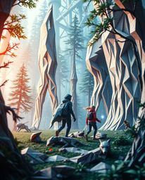 Embark on an epic adventure with a group of friends wielding unique powers as they explore a mesmerizing forest rendered in i