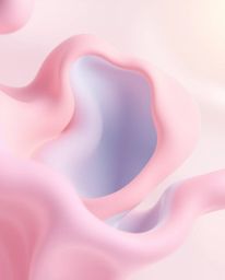 Explore stunning 3D abstract liquid forms rendered in vibrant, complementary pastel colors. This artwork features soft lighti